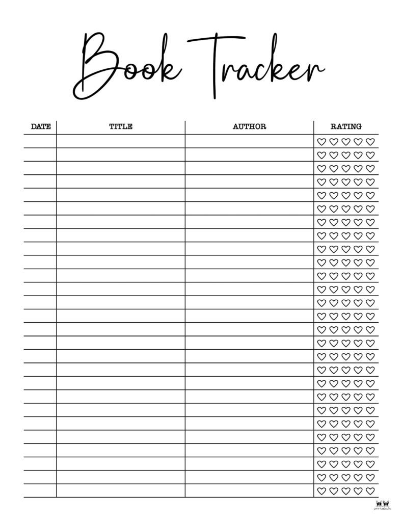 book trackers - 15 free trackers | printabulls